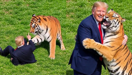 Trump Posts AI Video Of Himself Taming Tiger After Man Was Mauled To Death